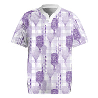 Aloha Hawaii Vintage Kahili Pa'a Lima Rugby Jersey Palaka Print Pastel Lavender