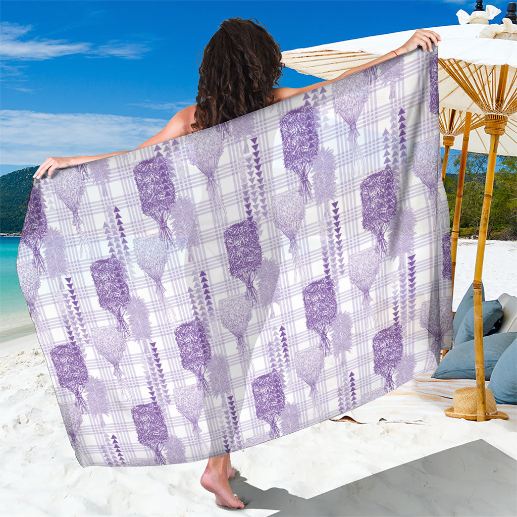 Aloha Hawaii Vintage Kahili Pa'a Lima Sarong Palaka Print Pastel Lavender