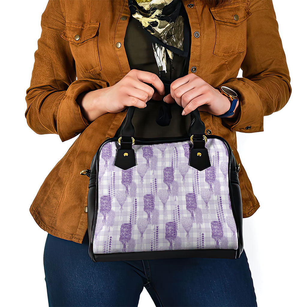 Aloha Hawaii Vintage Kahili Pa'a Lima Shoulder Handbag Palaka Print Pastel Lavender