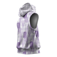 Aloha Hawaii Vintage Kahili Pa'a Lima Sleeveless Hoodie Palaka Print Pastel Lavender