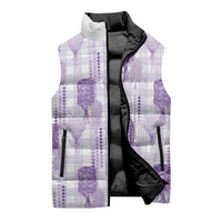 Aloha Hawaii Vintage Kahili Pa'a Lima Sleeveless Puffer Jacket Palaka Print Pastel Lavender