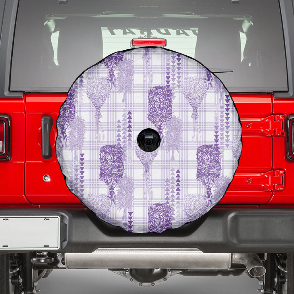 Aloha Hawaii Vintage Kahili Pa'a Lima Spare Tire Cover Palaka Print Pastel Lavender
