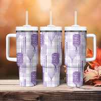 Aloha Hawaii Vintage Kahili Pa'a Lima Tumbler With Handle Palaka Print Pastel Lavender