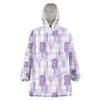Aloha Hawaii Vintage Kahili Pa'a Lima Wearable Blanket Hoodie Palaka Print Pastel Lavender