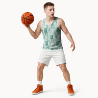 Aloha Hawaii Vintage Kahili Pa'a Lima Basketball Jersey Palaka Print Mossy Teal