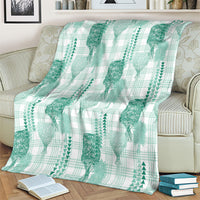 Aloha Hawaii Vintage Kahili Pa'a Lima Blanket Palaka Print Mossy Teal