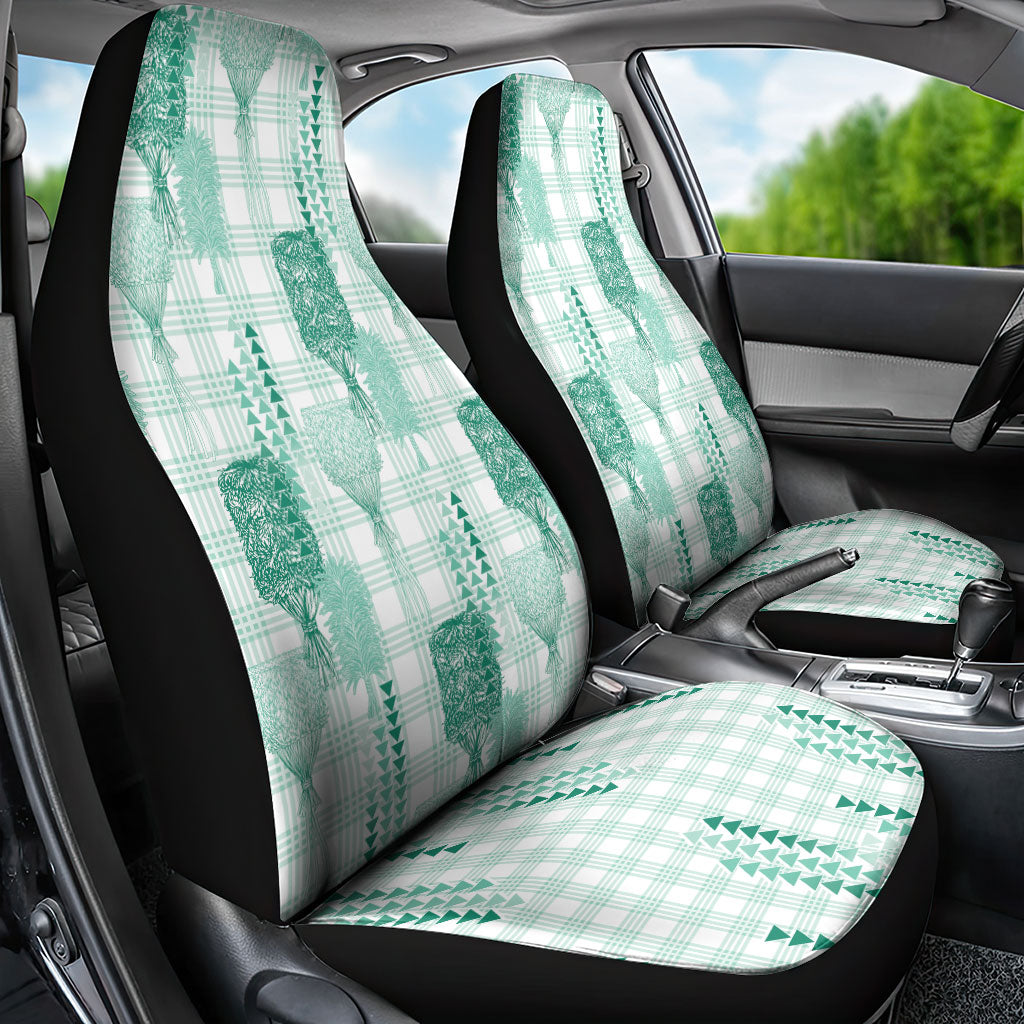 Aloha Hawaii Vintage Kahili Pa'a Lima Car Seat Cover Palaka Print Mossy Teal