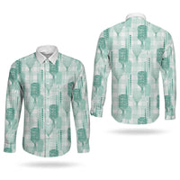 Aloha Hawaii Vintage Kahili Pa'a Lima Couples Matching Tank Maxi Dress and Long Sleeve Button Shirt Palaka Print Mossy Teal