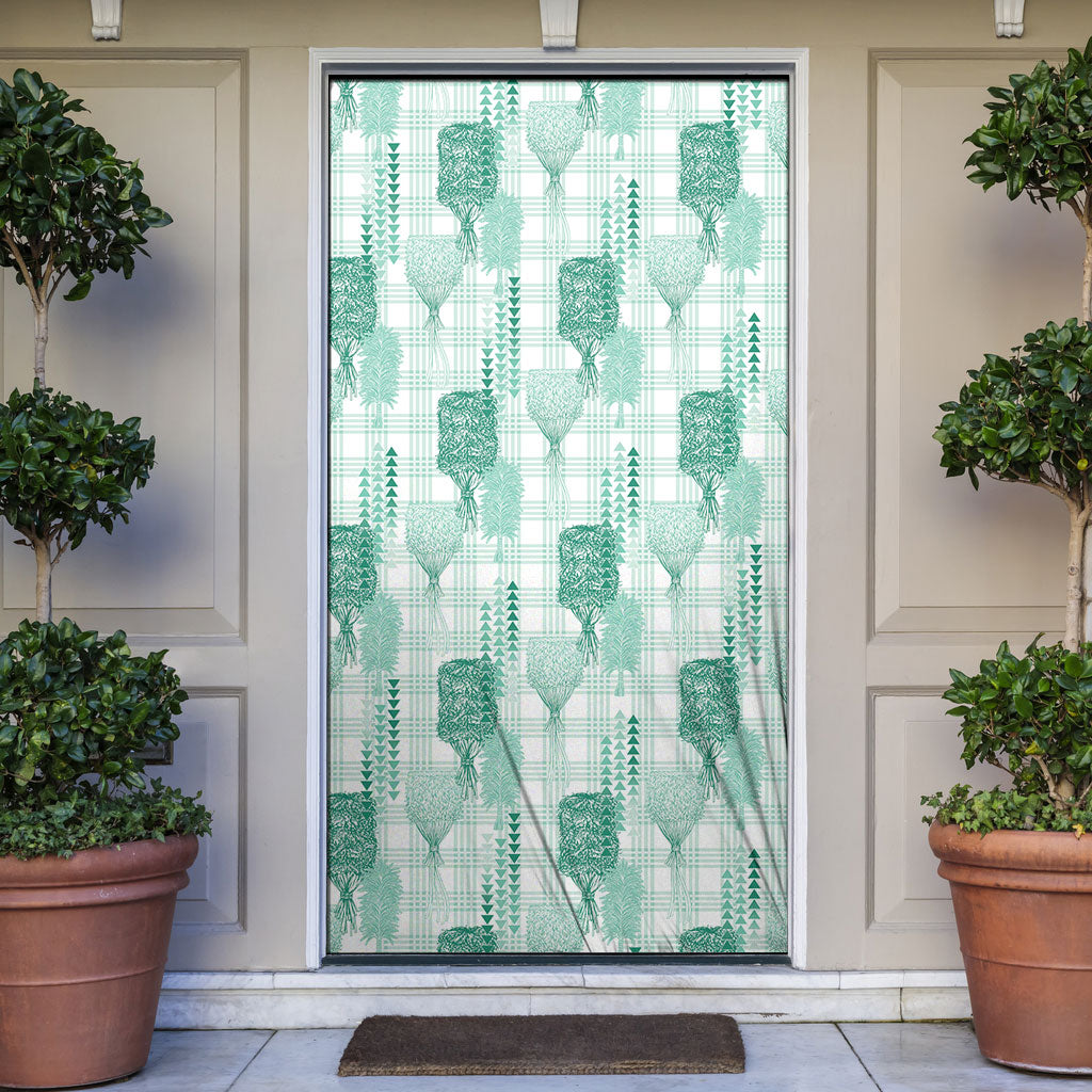 Aloha Hawaii Vintage Kahili Pa'a Lima Door Cover Palaka Print Mossy Teal LT7 Mossy Teal - Polynesian Pride