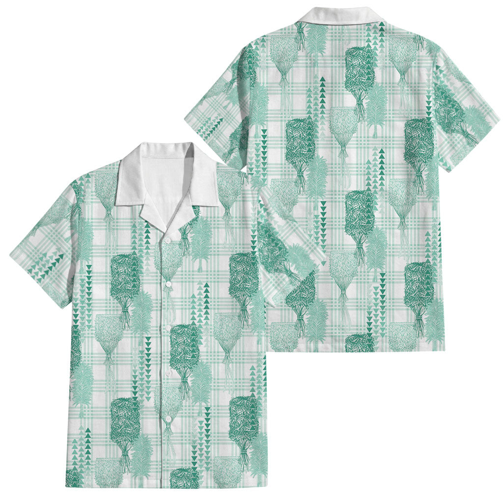 Aloha Hawaii Vintage Kahili Pa'a Lima Family Matching Off The Shoulder Long Sleeve Dress and Hawaiian Shirt Palaka Print Mossy Teal