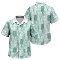 Aloha Hawaii Vintage Kahili Pa'a Lima Family Matching Off The Shoulder Long Sleeve Dress and Hawaiian Shirt Palaka Print Mossy Teal