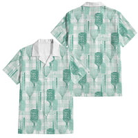 Aloha Hawaii Vintage Kahili Pa'a Lima Family Matching Off Shoulder Maxi Dress and Hawaiian Shirt Palaka Print Mossy Teal