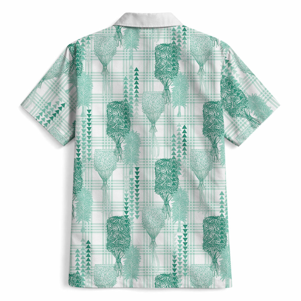 Aloha Hawaii Vintage Kahili Pa'a Lima Hawaiian Shirt Palaka Print Mossy Teal