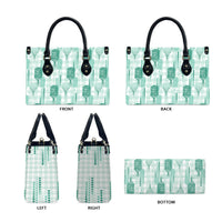 Aloha Hawaii Vintage Kahili Pa'a Lima Leather Bag Palaka Print Mossy Teal