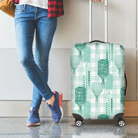 Aloha Hawaii Vintage Kahili Pa'a Lima Luggage Cover Palaka Print Mossy Teal