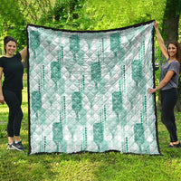 Aloha Hawaii Vintage Kahili Pa'a Lima Quilt Palaka Print Mossy Teal