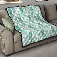 Aloha Hawaii Vintage Kahili Pa'a Lima Quilt Palaka Print Mossy Teal