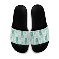 Aloha Hawaii Vintage Kahili Pa'a Lima Slide Sandals Palaka Print Mossy Teal