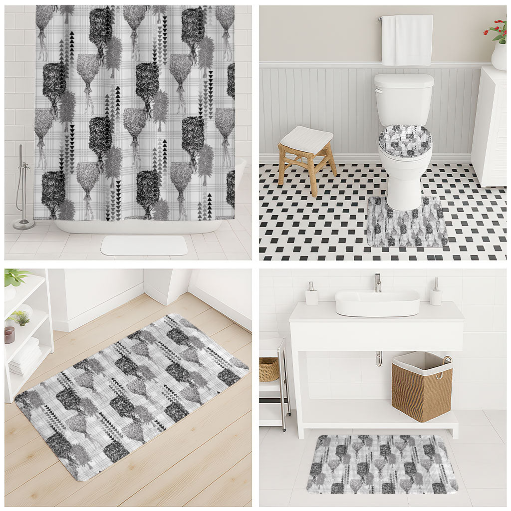 Aloha Hawaii Vintage Kahili Pa'a Lima Bathroom Set Palaka Print Hinahina