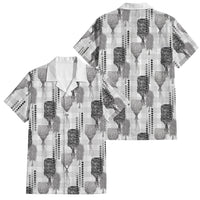 Aloha Hawaii Vintage Kahili Pa'a Lima Family Matching Off Shoulder Maxi Dress and Hawaiian Shirt Palaka Print Hinahina