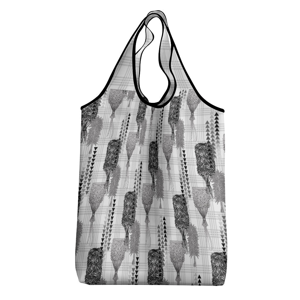 Aloha Hawaii Vintage Kahili Pa'a Lima Grocery Bag Palaka Print Hinahina