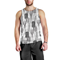 Aloha Hawaii Vintage Kahili Pa'a Lima Men Tank Top Palaka Print Hinahina