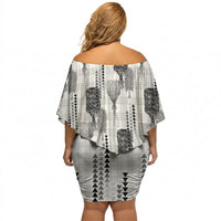 Aloha Hawaii Vintage Kahili Pa'a Lima Off Shoulder Short Dress Palaka Print Hinahina