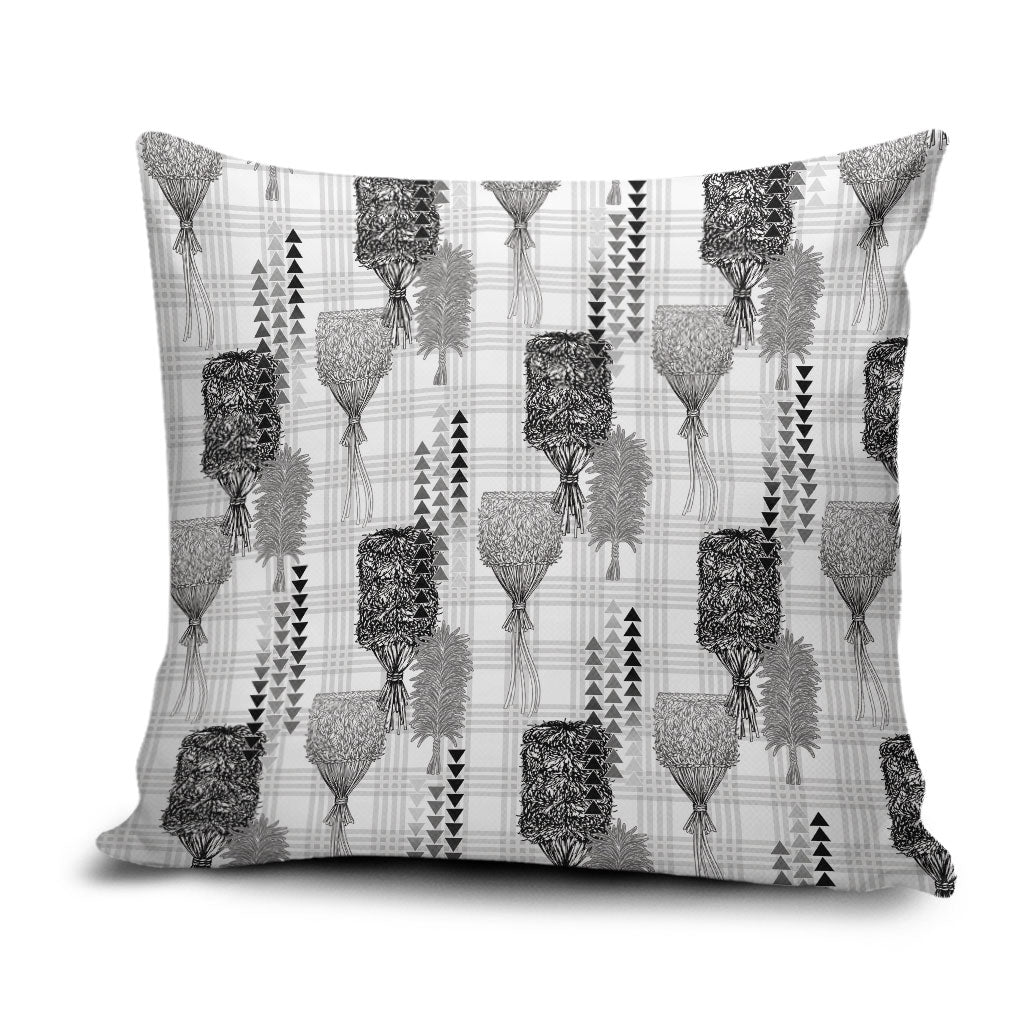 Aloha Hawaii Vintage Kahili Pa'a Lima Pillow Cover Palaka Print Hinahina