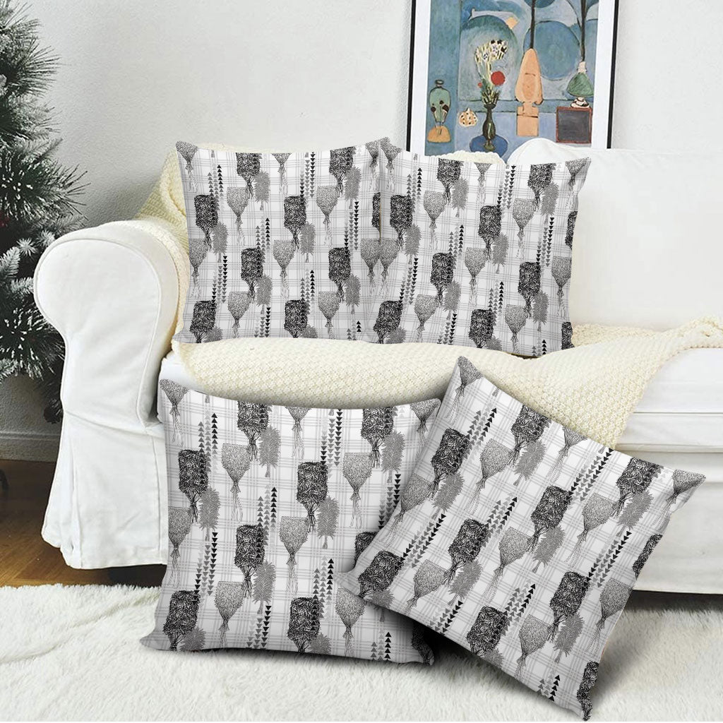 Aloha Hawaii Vintage Kahili Pa'a Lima Pillow Cover Palaka Print Hinahina