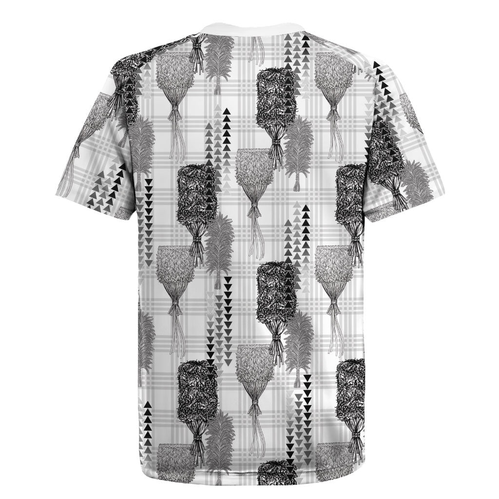 Aloha Hawaii Vintage Kahili Pa'a Lima Rugby Jersey Palaka Print Hinahina