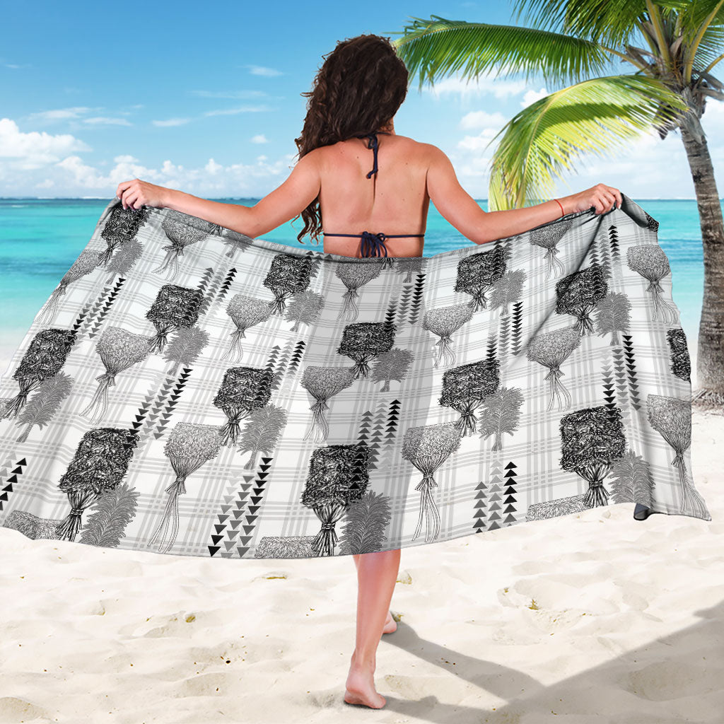 Aloha Hawaii Vintage Kahili Pa'a Lima Sarong Palaka Print Hinahina
