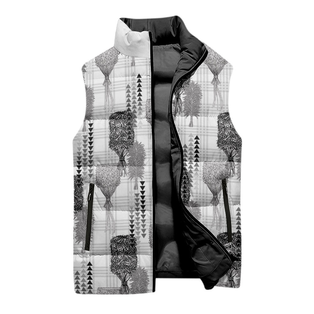 Aloha Hawaii Vintage Kahili Pa'a Lima Sleeveless Puffer Jacket Palaka Print Hinahina