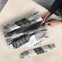 Aloha Hawaii Vintage Kahili Pa'a Lima Umbrella Palaka Print Hinahina