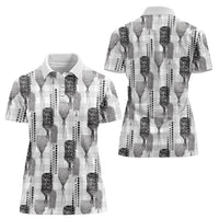 Aloha Hawaii Vintage Kahili Pa'a Lima Women Polo Shirt Palaka Print Hinahina