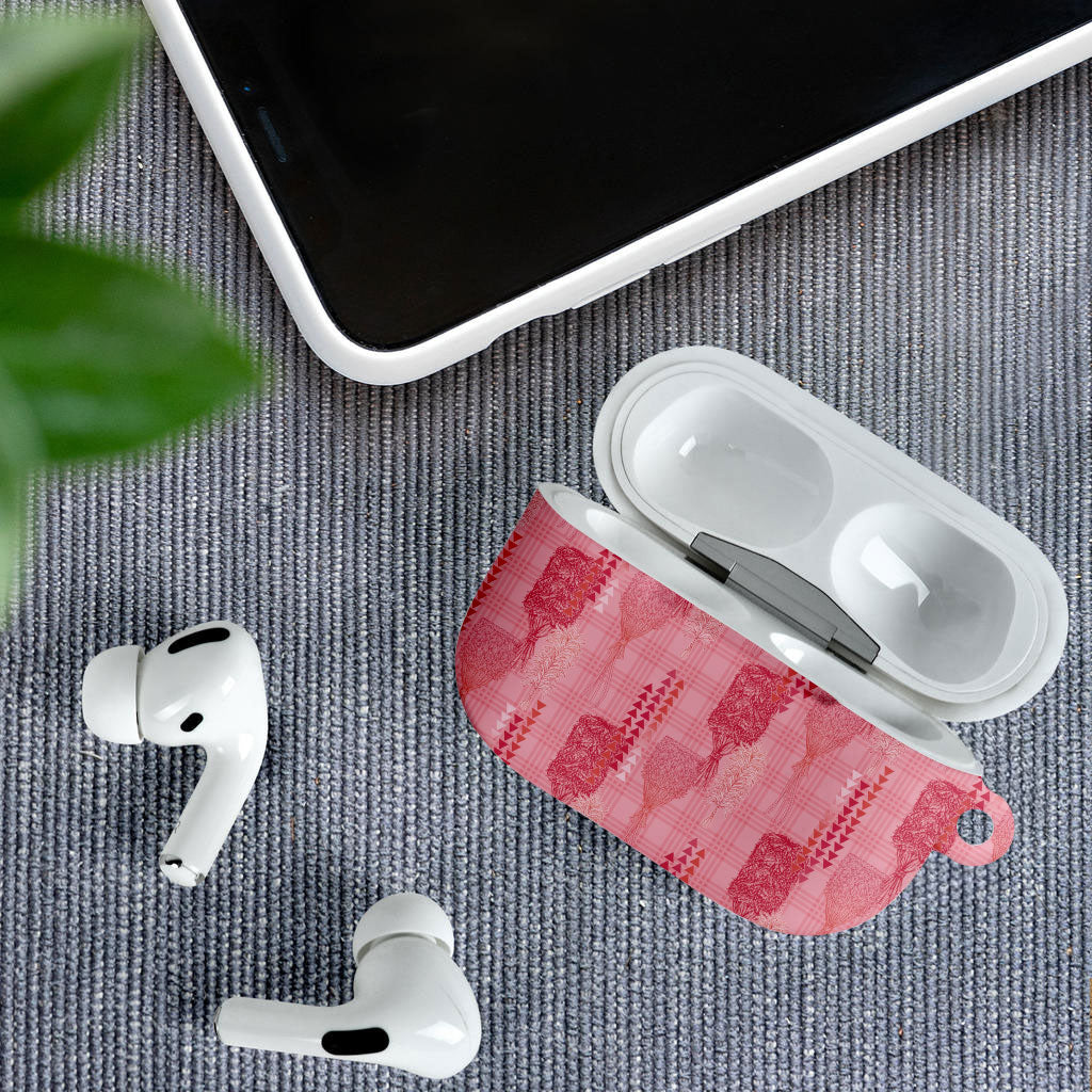 Aloha Hawaii Vintage Kahili Pa'a Lima AirPods Case Palaka Print Berry Pink