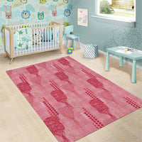 Aloha Hawaii Vintage Kahili Pa'a Lima Area Rug Palaka Print Berry Pink