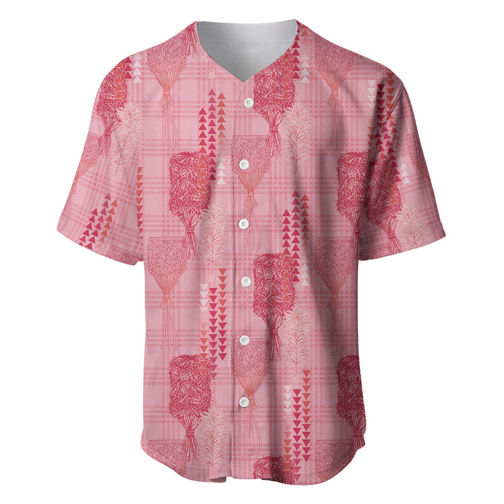 Aloha Hawaii Vintage Kahili Pa'a Lima Baseball Jersey Palaka Print Berry Pink LT7 Pink - Polynesian Pride