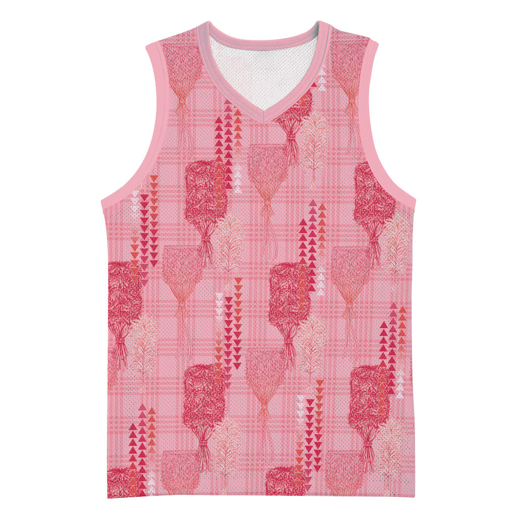 Aloha Hawaii Vintage Kahili Pa'a Lima Basketball Jersey Palaka Print Berry Pink LT7 Unisex Pink - Polynesian Pride