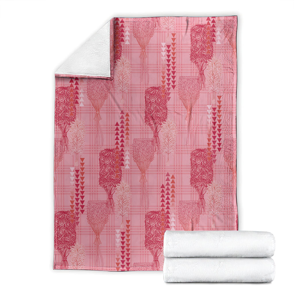 Aloha Hawaii Vintage Kahili Pa'a Lima Blanket Palaka Print Berry Pink