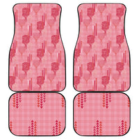 Aloha Hawaii Vintage Kahili Pa'a Lima Car Mats Palaka Print Berry Pink