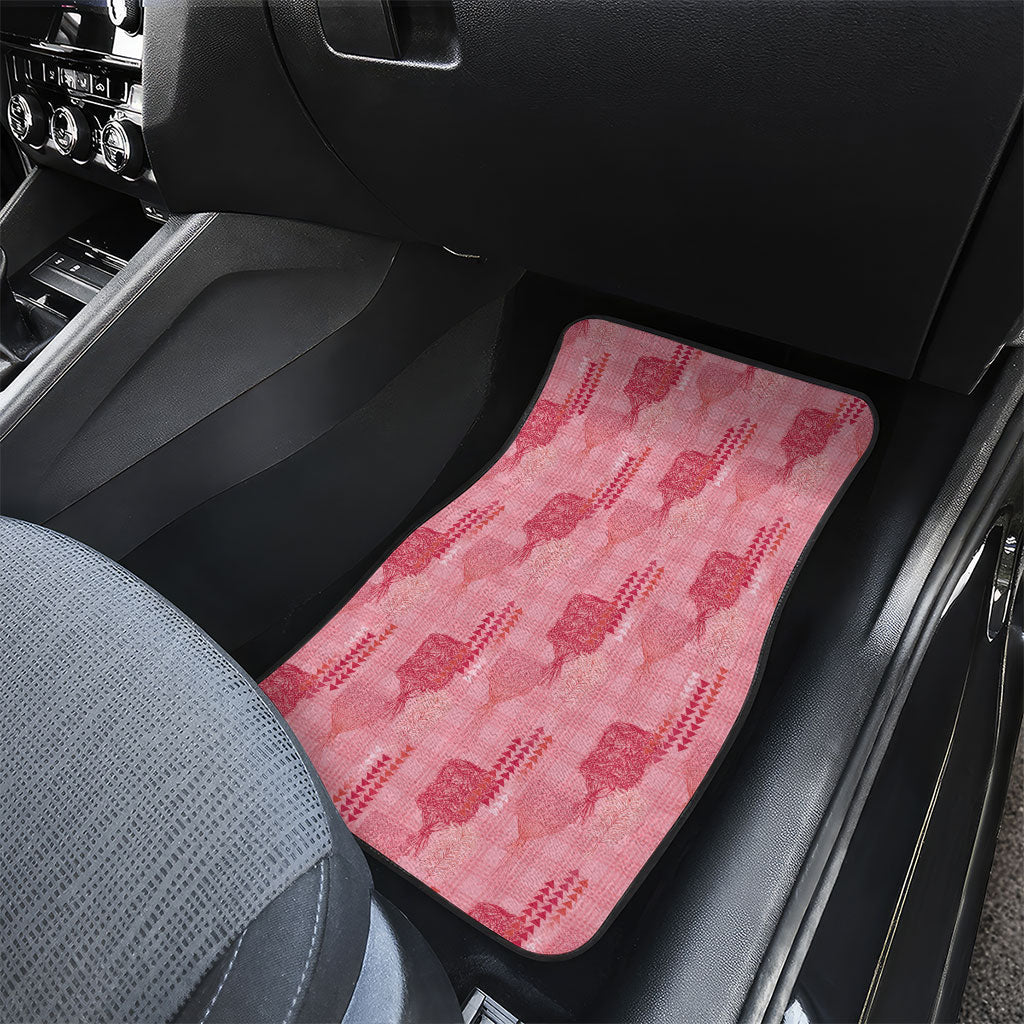 Aloha Hawaii Vintage Kahili Pa'a Lima Car Mats Palaka Print Berry Pink