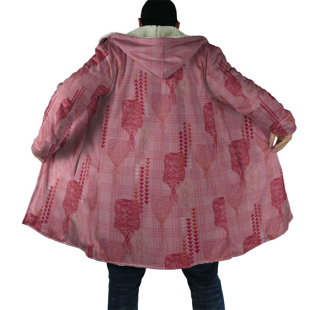 Aloha Hawaii Vintage Kahili Pa'a Lima Cloak Palaka Print Berry Pink