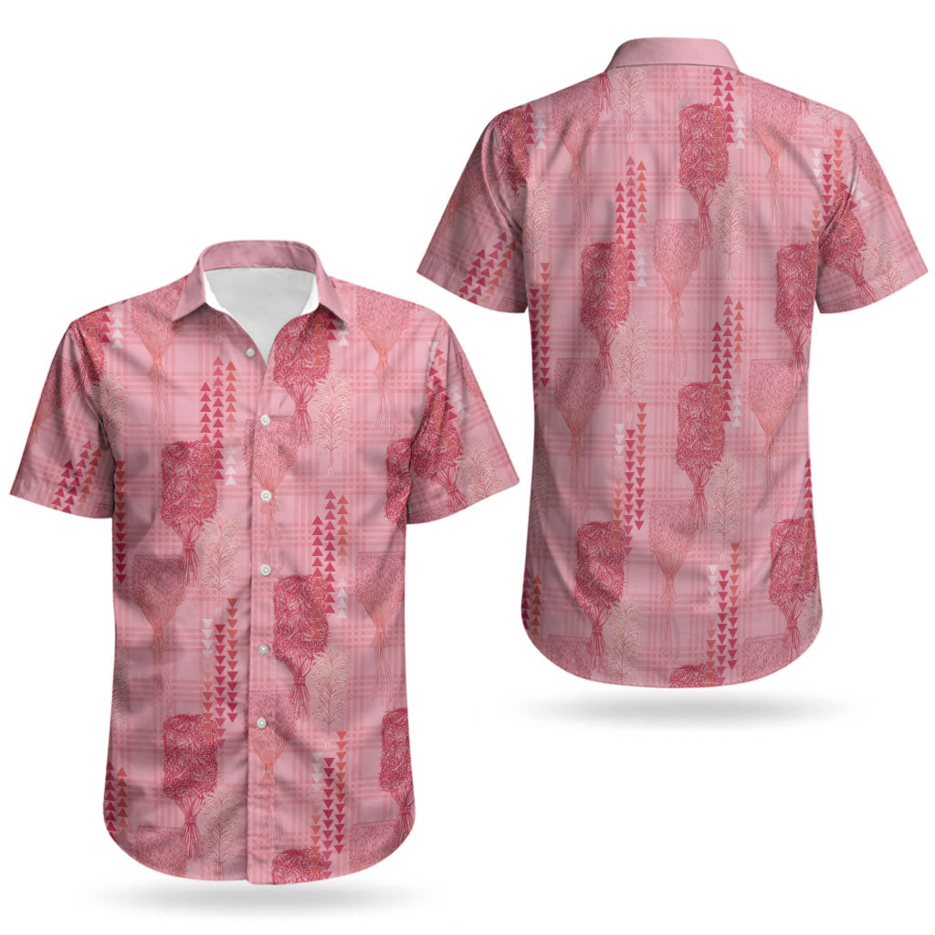 Aloha Hawaii Vintage Kahili Pa'a Lima Couples Matching Long Sleeve Bodycon Dress and Hawaiian Shirt Palaka Print Berry Pink