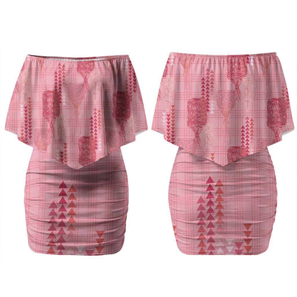 Aloha Hawaii Vintage Kahili Pa'a Lima Couples Matching Off Shoulder Short Dress and Long Sleeve Button Shirt Palaka Print Berry Pink