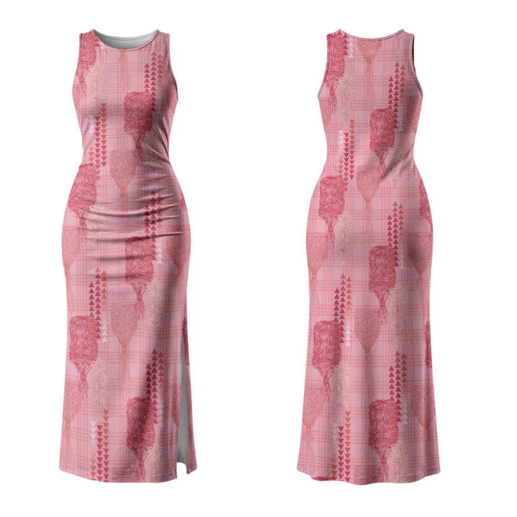 Aloha Hawaii Vintage Kahili Pa'a Lima Couples Matching Tank Maxi Dress and Hawaiian Shirt Palaka Print Berry Pink