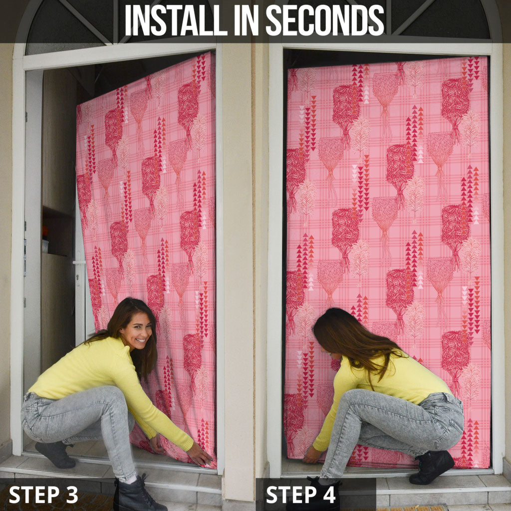 Aloha Hawaii Vintage Kahili Pa'a Lima Door Cover Palaka Print Berry Pink