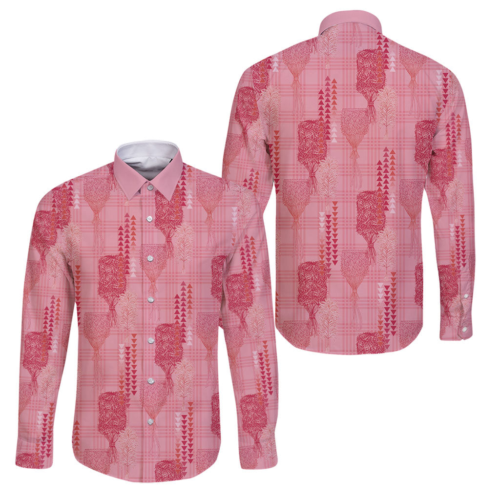 Aloha Hawaii Vintage Kahili Pa'a Lima Family Matching Puletasi and Hawaiian Shirt Palaka Print Berry Pink