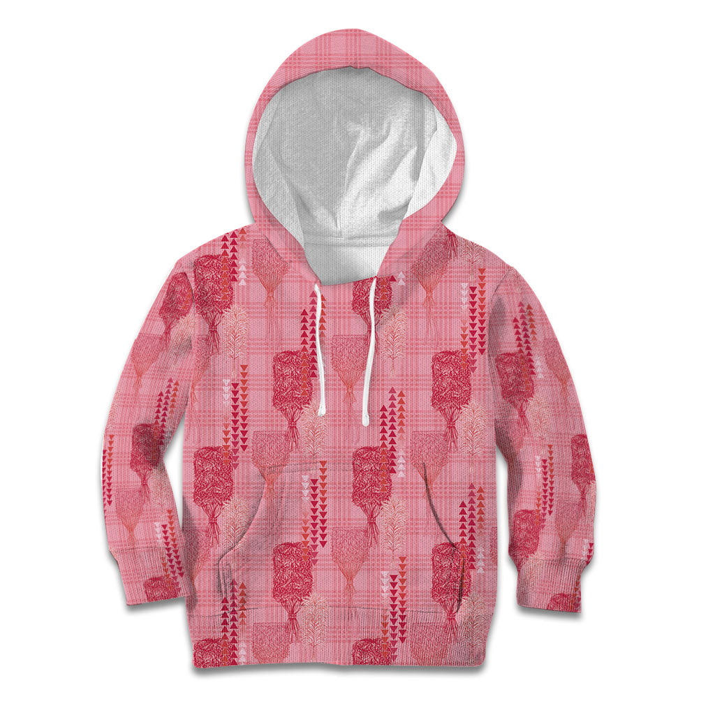 Aloha Hawaii Vintage Kahili Pa'a Lima Kid Hoodie Palaka Print Berry Pink LT7 Hoodie Pink - Polynesian Pride