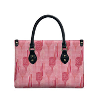 Aloha Hawaii Vintage Kahili Pa'a Lima Leather Bag Palaka Print Berry Pink