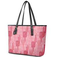 Aloha Hawaii Vintage Kahili Pa'a Lima Leather Tote Bag Palaka Print Berry Pink